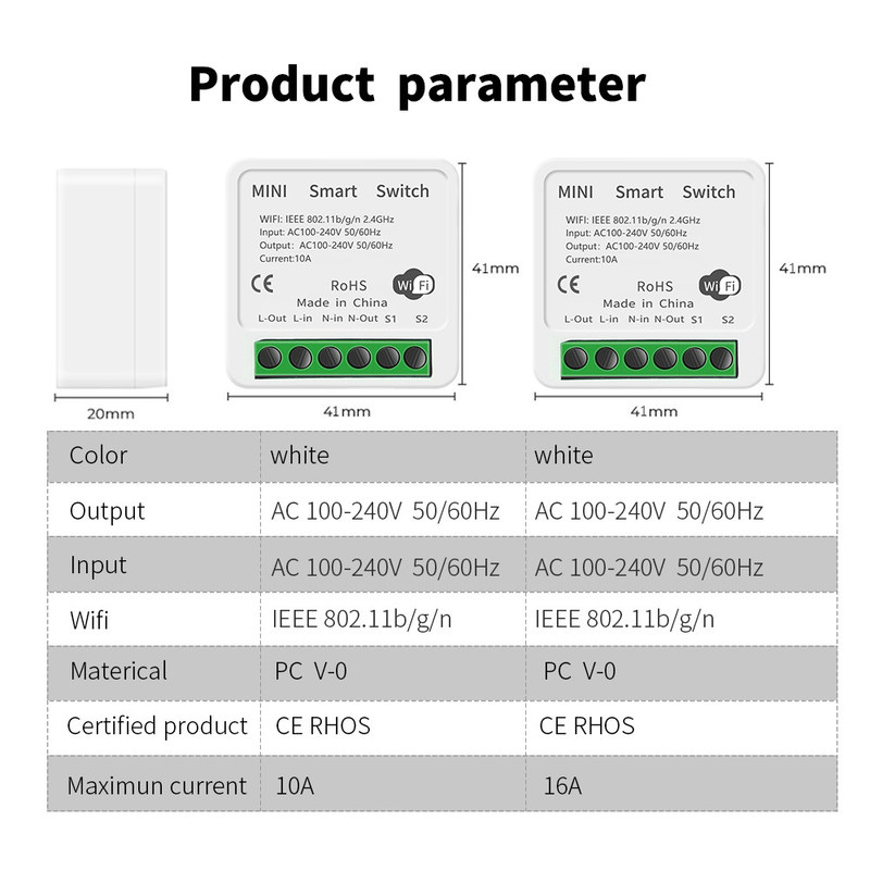 Tuya Alexa Χρονοδιακόπτης Smart Switch 10A Αναμεταχειριστική μονάδα Εργασία Απομακρυσμένο Smart Switch υποστήριξη Google Alexa φωνητικό έλεγχο εύκολη εγκατάσταση