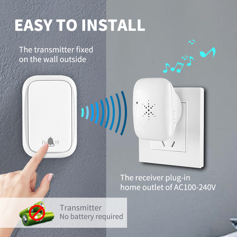 Ασύρματη ΕΕ UK Doorbell ΗΠΑ δαχτυλιδιών κλήσης υπαίθρια καμία καλωδίωση μόνη - τροφοδοτημένο αδιάβροχο Doorbell 300M