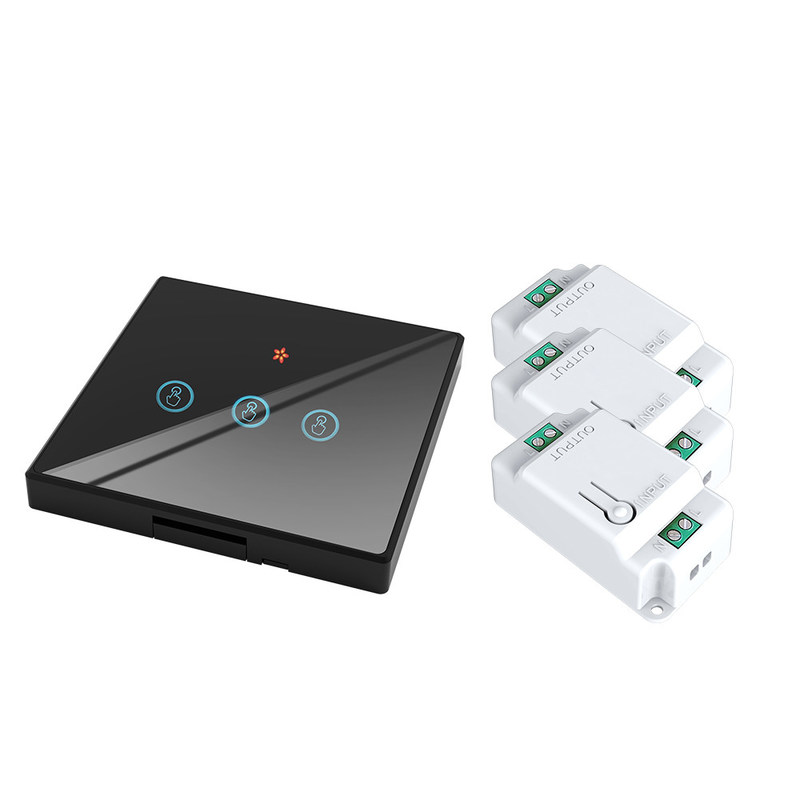 10A Ανθεκτικό στη φωτιά ABS Homekit Smart Switch θραυσμένο γυάλινο πάνελ Τρεις διακόπτες ενεργοποίησης/αποκλεισμού υποστηρίζουν τηλεχειρισμό