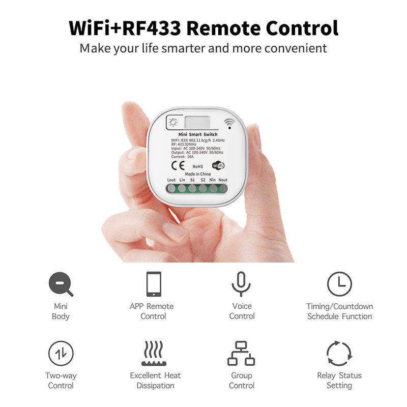 2.4GHz ασύρματος διακόπτης Wifi τρία τηλεχειρισμού βασικό μόνο Homekit επάνω από το διακόπτη
