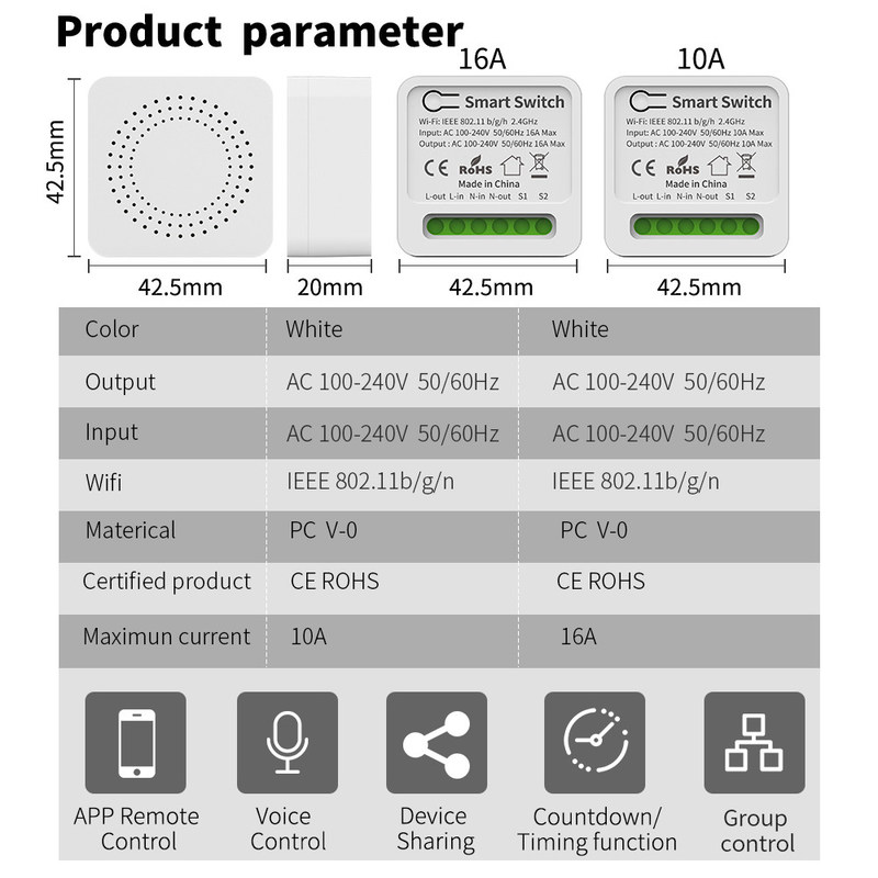 Ελέγχονται από εφαρμογή Wifi Smart Switches με τύπο κρυπτογράφησης AES για συχνότητα 50/60Hz