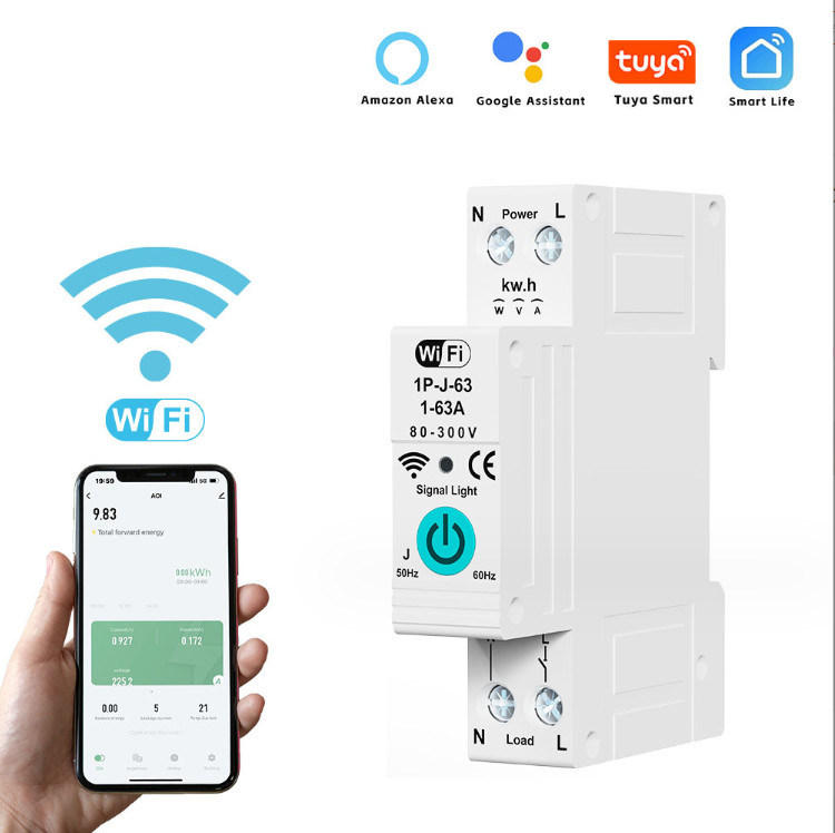 Tuya WiFi έξυπνος διακόπτης κυκλωμάτων διακόπτης μονοφασικής μέτρησης πάνω από το τρέχον τηλεχειριστήριο κινητού ελέγχου χρονοδιακόπτης πολλαπλών λειτουργιών