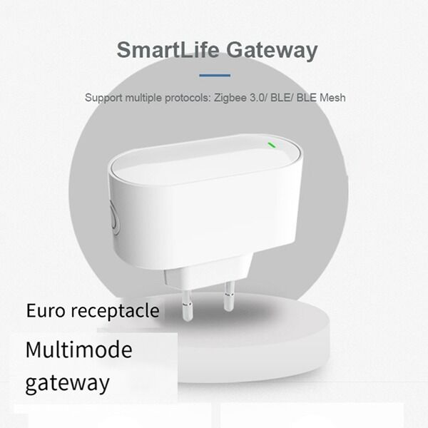 SIXWGH Tuya SmartLife Πολυπρωτόκολλο Πύλη Zigbee 3.0+ για + BLE Mesh Hub Wi-Fi Λειτουργεί με Alexa/Google Home EU Plug Devices