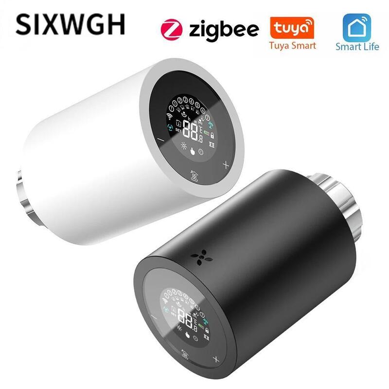 SIXWGH Tuya Zigbee & Wi-Fi Smart LCD Touchscreen Thermostatic Radiator Valve Προγραμματιζόμενος Έλεγχος Θερμοκρασίας APP Οικιακή Οικονομική Λειτουργία