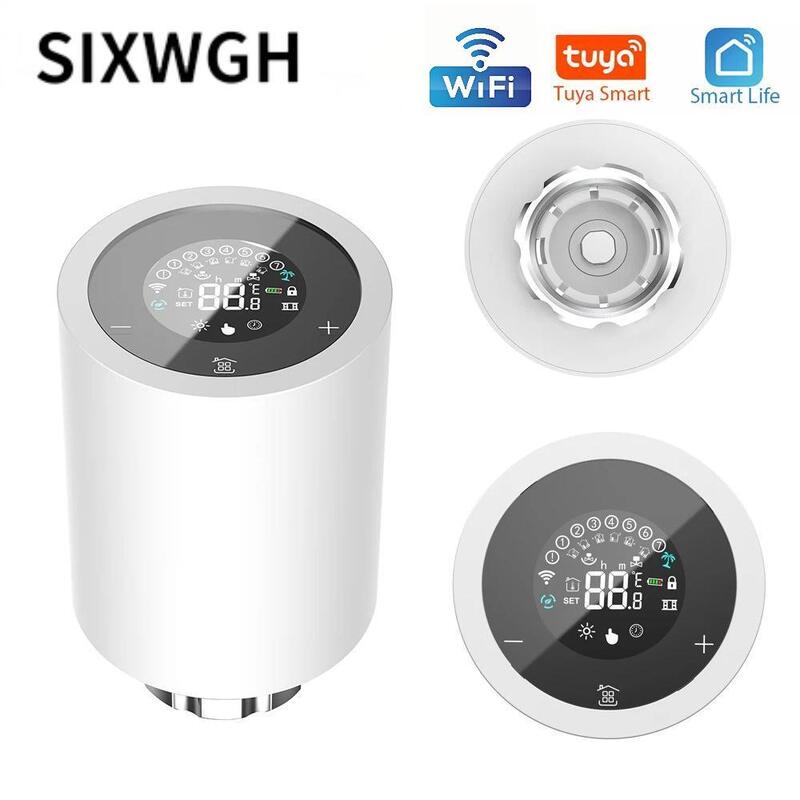 SIXWGH Tuya Zigbee & Wi-Fi Smart LCD Touchscreen Thermostatic Radiator Valve Προγραμματιζόμενος Έλεγχος Θερμοκρασίας APP Οικιακή Οικονομική Λειτουργία