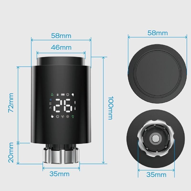 SIXWGH Zigbee 3.0 Έξυπνη Θερμοστατική Βαλβίδα Καλοριφέρ (TRV) Alexa/Google Assistant Tuya App 7-Ημερών Προγραμματιζόμενη Ασύρματη Θέρμανση