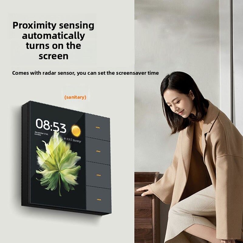 SIXWGH Έξυπνος Διακόπτης Τοίχου Smart Life Smart Touch 4 Κανάλια WiFi Zigbee Πάνελ Αισθητήρας Ραντάρ Πολύχρωμο Προσαρμοσμένο Πολυτελές Σπίτι Ξενοδοχείο Γραφείο