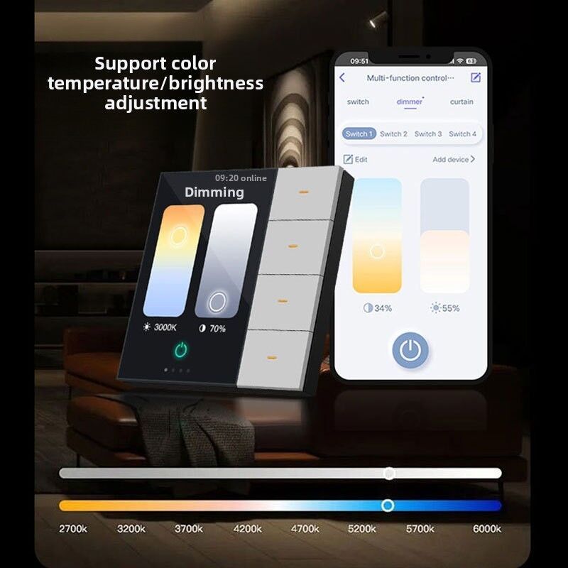 SIXWGH Έξυπνος Διακόπτης Τοίχου Smart Life Smart Touch 4 Κανάλια WiFi Zigbee Πάνελ Αισθητήρας Ραντάρ Πολύχρωμο Προσαρμοσμένο Πολυτελές Σπίτι Ξενοδοχείο Γραφείο
