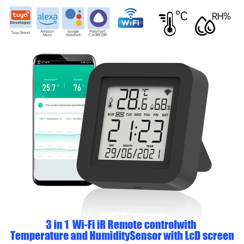SIXWGH 3-in-1 έξυπνη συσκευή αυτοματισμού σπιτιού Tuya Wi-Fi IR τηλεχειριστήριο οθόνη LCD θερμοκρασία υγρασία αισθητήρας φωνητικό έλεγχο