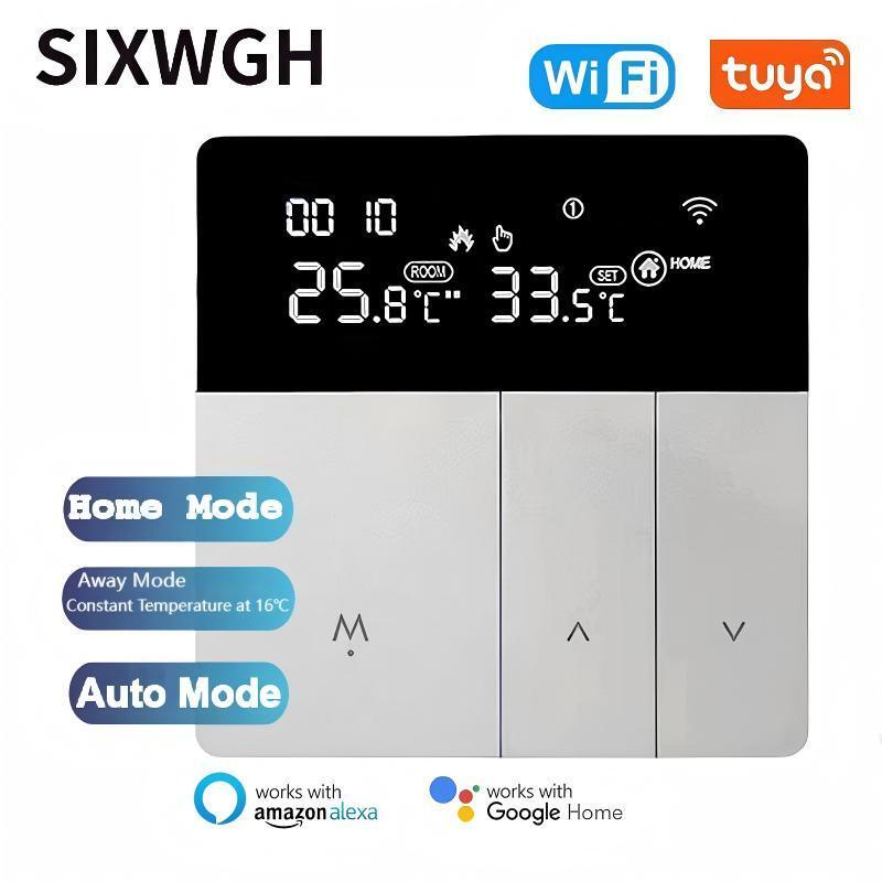 SIXWGH Smart WiFi Θερμοστάτη Tuya Εφαρμογή φωνητικού ελέγχου 16A φορτίο LCD Προγραμματισμός θερμοκρασίας για ξενοδοχεία ηλεκτρικού δαπέδου