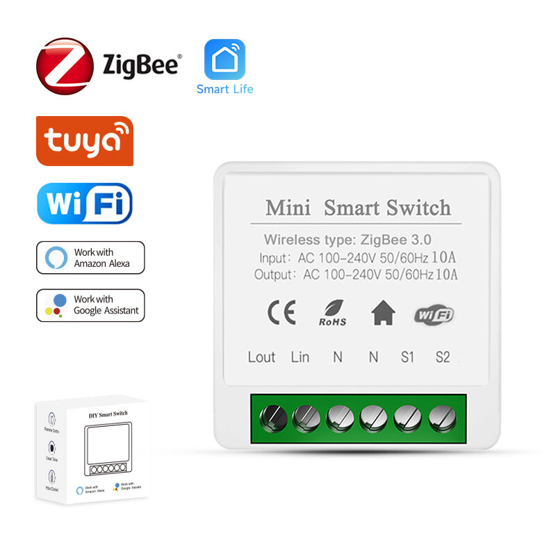 16A Mini ZigBee Smart Switch, Tuya App Remote Control, Works with Alexa/Google Home, DIY Module with Timing/Group/2-Way Control