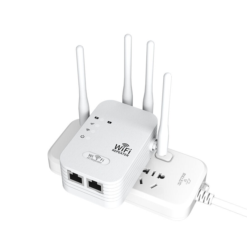 300Mbps WiFi Range Extender, 4-Antenna Wireless Repeater, 2.4G Signal Booster with Dual Ethernet Ports, AP/Relay Mode, Wall-Through Coverage for Home & Office